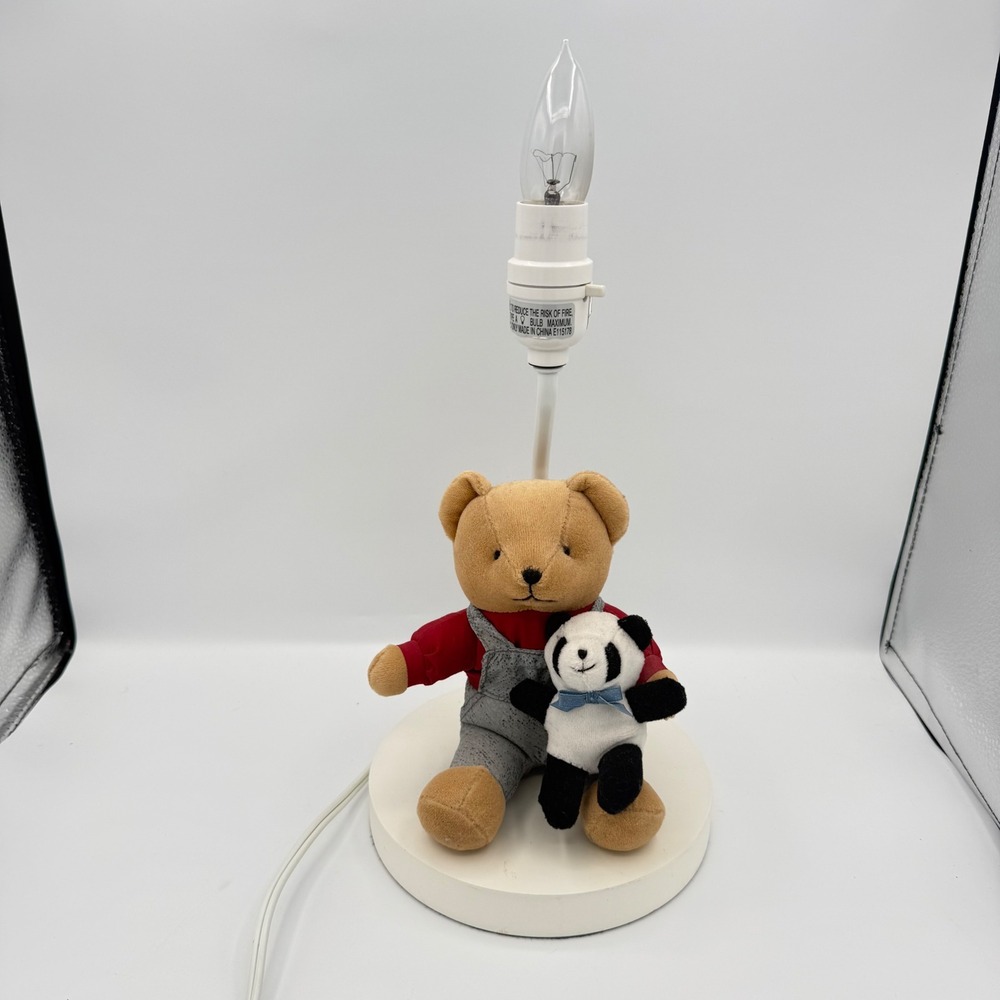 Vintage Teddy Bear Panda Plush Table Lamp Nursery Kids Room Decor cottagecore - Picture 2 of 5